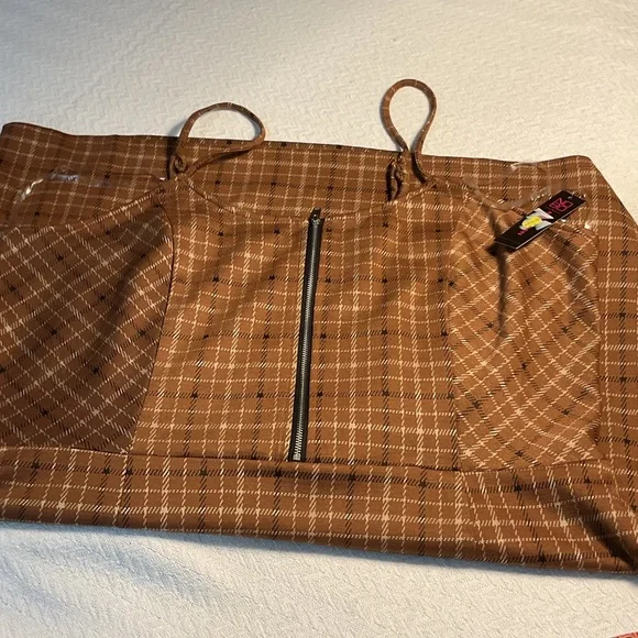 No Boundaries Tan Plaid Mini Dress - Picture 5 of 5